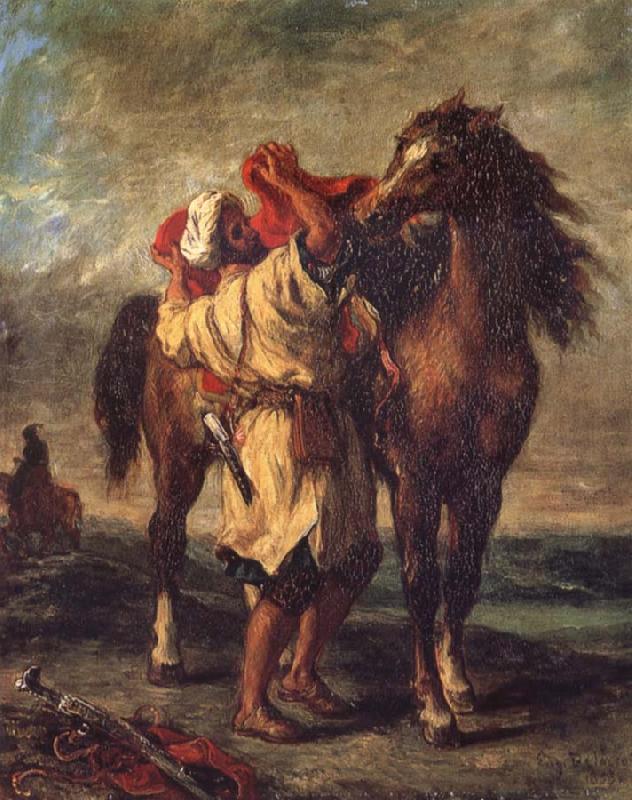 Eugene Delacroix Arab Sadding His Horse